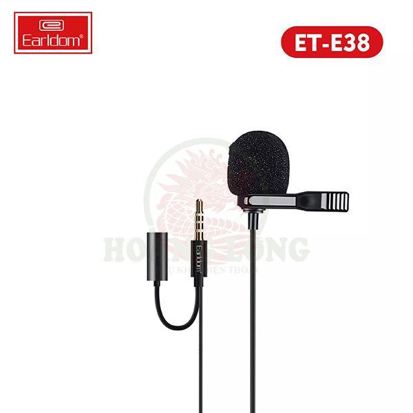 Mic Thu Âm Chân 3.5mm kèm Jack Cắm Tai Nghe Earldom E38 - Hàng nhập khẩu