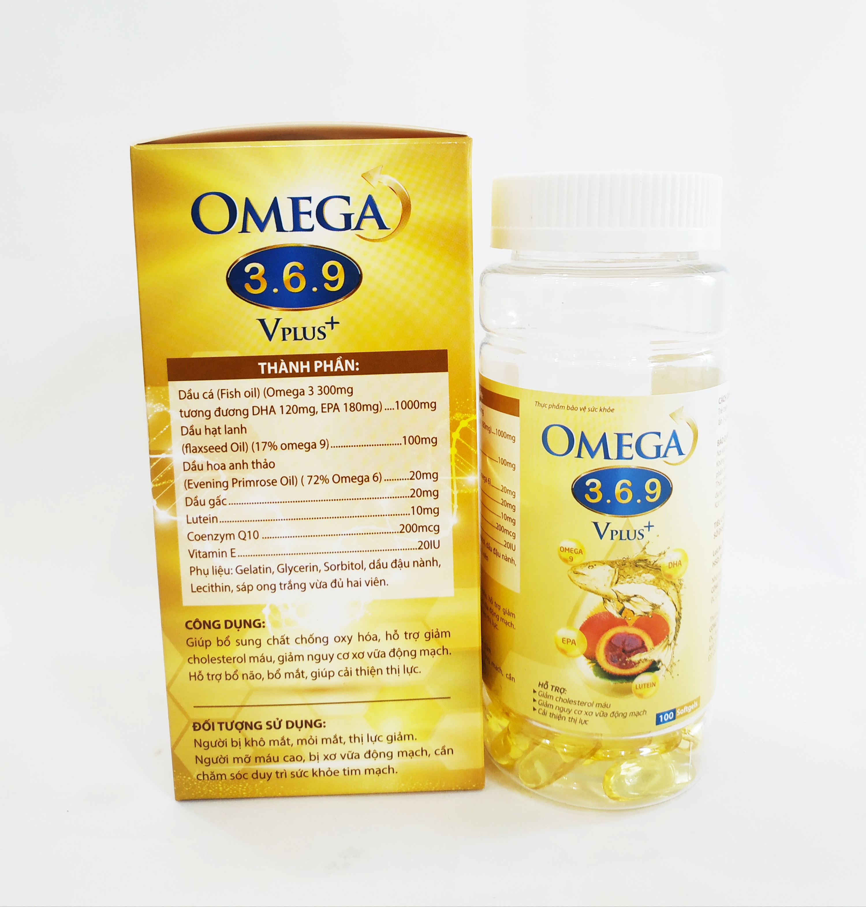 VIÊN UỐNG DẦU CÁ OMEGA 369 PLUS - GIÚP BỔ SUNG TINH CHẤT DẦU CÁ OMGA 3, DẦU GẤC, VITAMIN E, DẦU HOA ANH THẢO GIÚP SÁNG MẮT ĐẸP DA, TỐT CHO TIM MẠCH – LỌ 100 VIÊN