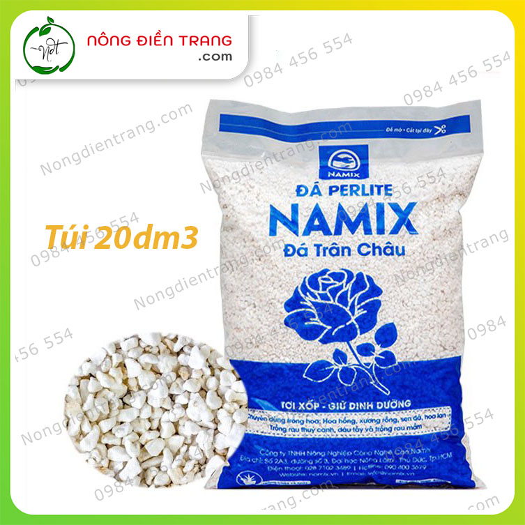 Đá Perlite Namix - Túi 5dm3 và Bao 20dm3 - Giàu khoáng chất, ổn định cấu trúc, tăng độ thoát nước cho đất VTNN Nông Điền Trang