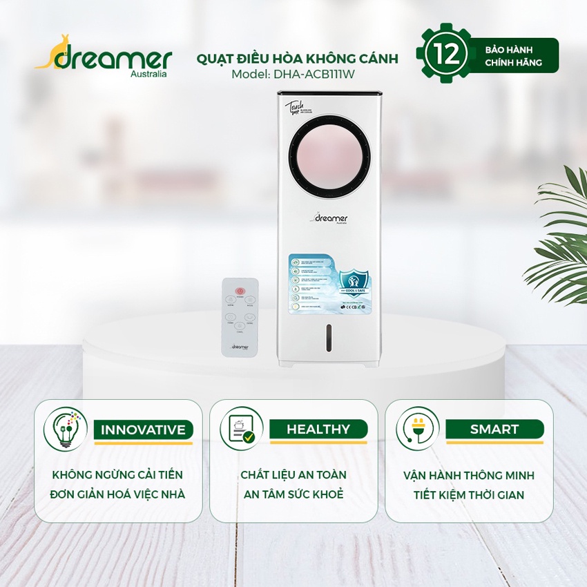 Quạt Điều Hoà Hơi Nước Không Cánh DREAMER DHA-ACB111W, Lọc Không Khí 3 Chế Độ Gió - Hàng chính hãng