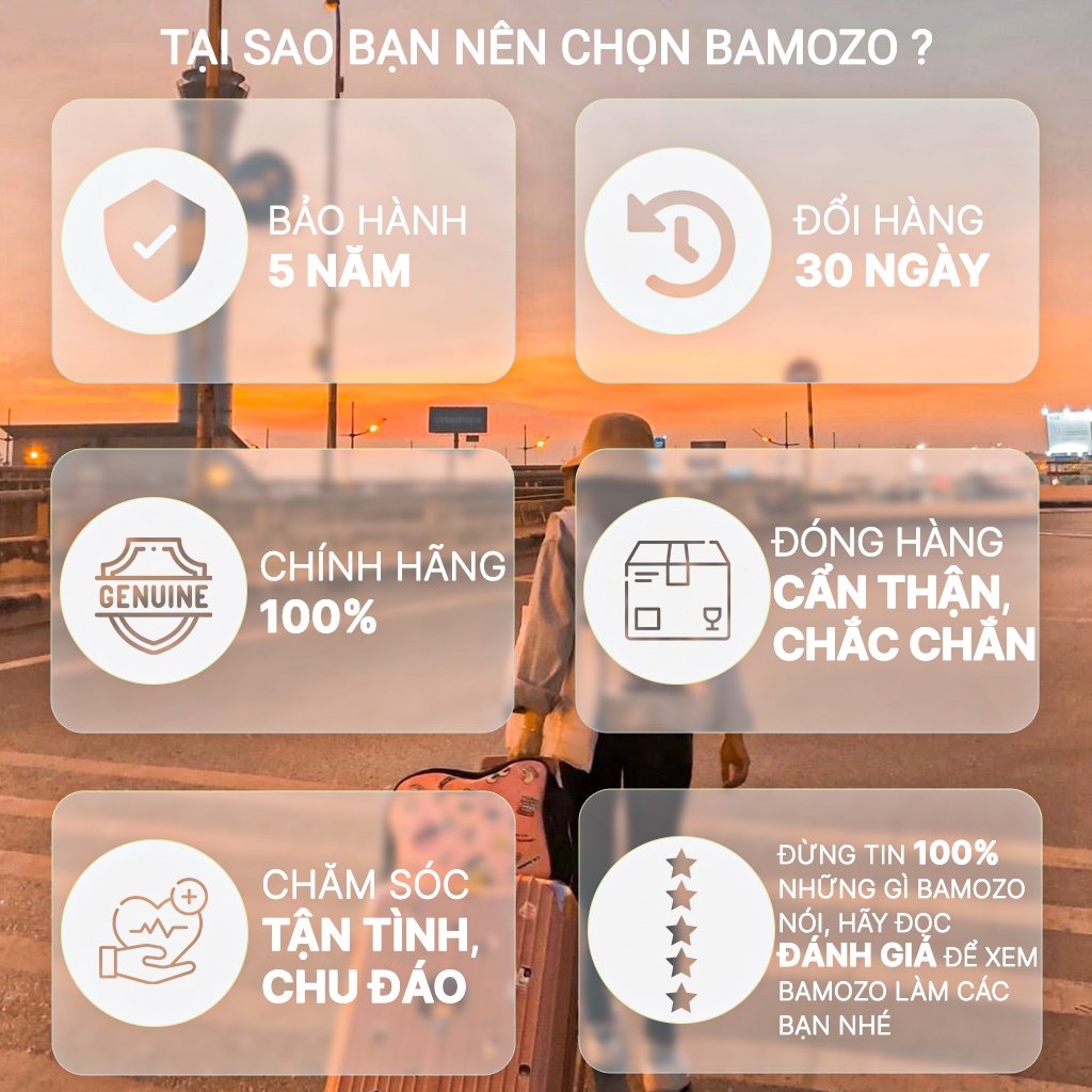 Vali du lịch BAMOZO 8809 vali kéo nhựa được bảo hành 5 năm