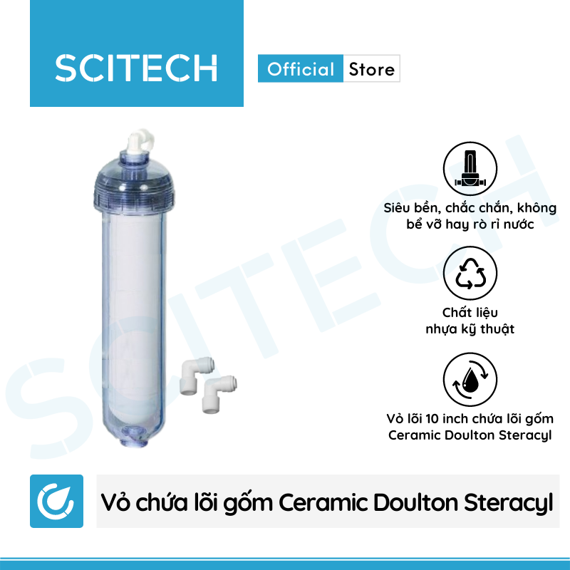 Vỏ lõi gốm Ceramic Doulton Steracyl 10 inch kèm 2 co nối - Hàng chính hãng