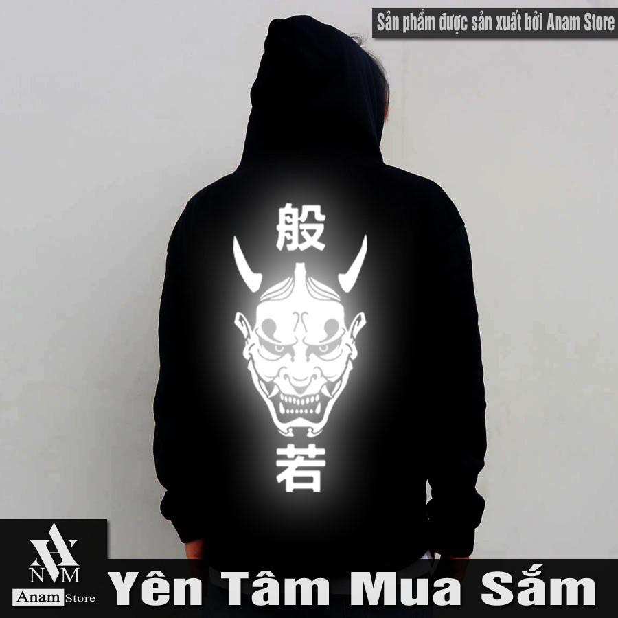 Áo hoodie dây kéo, Vải Nỉ, Nam Nữ Phản Quang Oni 07, Anam Store