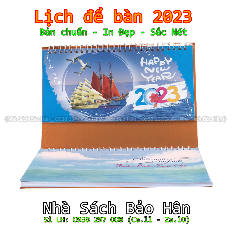 Lịch để bàn 2023 có lịch âm (kiểu chữ M ) có dải note ghi chú ngày, tuần, đủ ngày âm dương (GIAO MẪU HÌNH NGẪU NHIÊN)