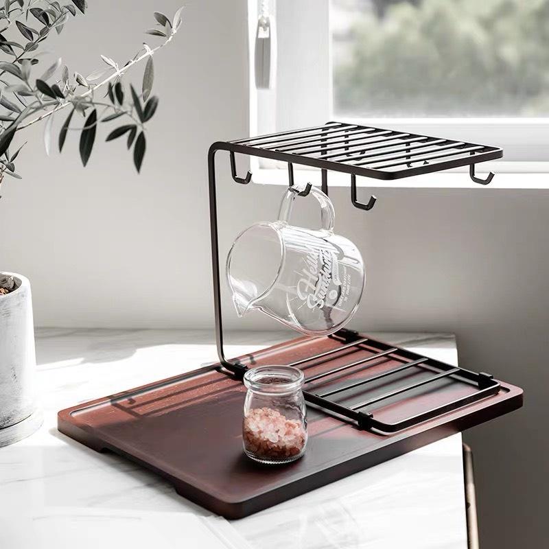 Giá treo cốc,chén,tách 6 móc thông minh tiện lợi,gọn gàng sơn đen tĩnh điện