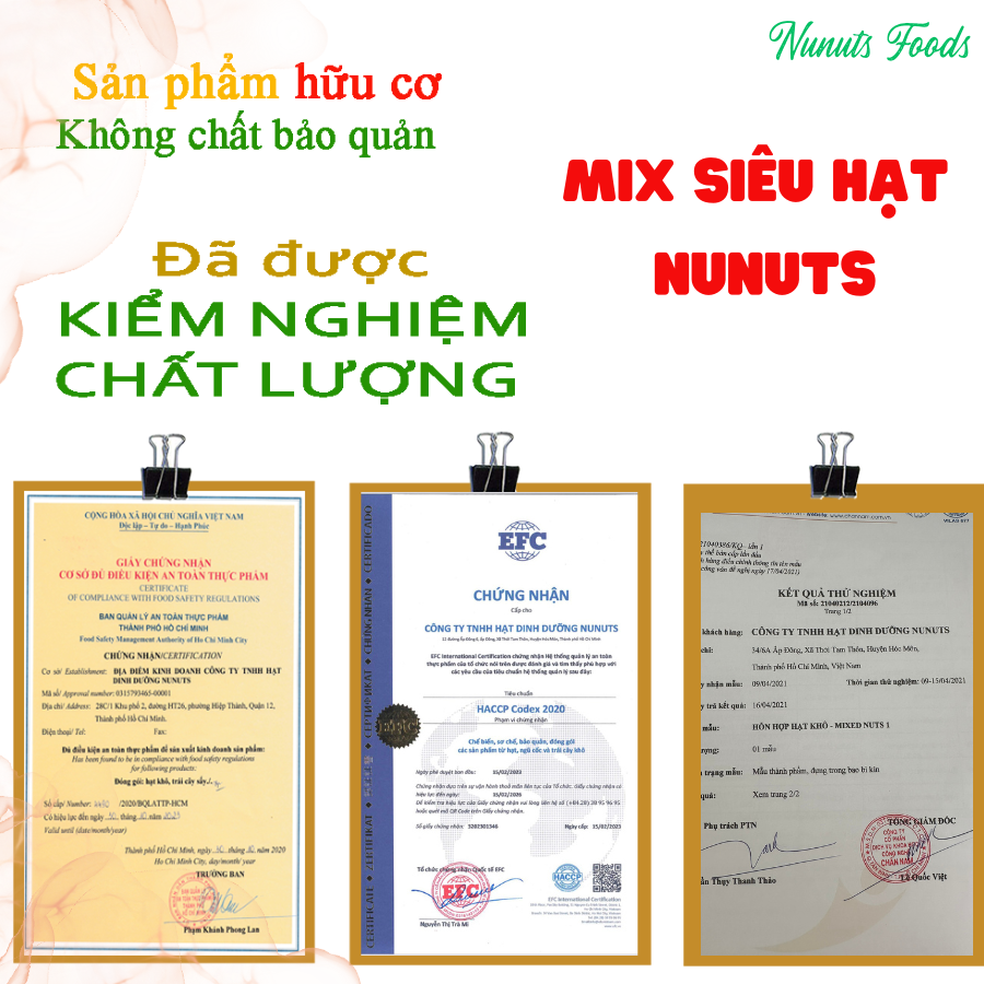 Mix hạt dinh dưỡng cho bà bầu gồm 4 loại tách vỏ ( macca Úc, hạnh nhân Mỹ, hạt điều Bình Phước, óc chó Mỹ) sấy giòn, nướng mật ong, làm sữa