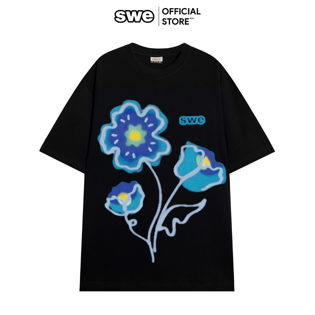 Áo phông tay lỡ unisex Local Brand FLOWER TEE 100% cotton in lụa - Thương hiệu SWE VN