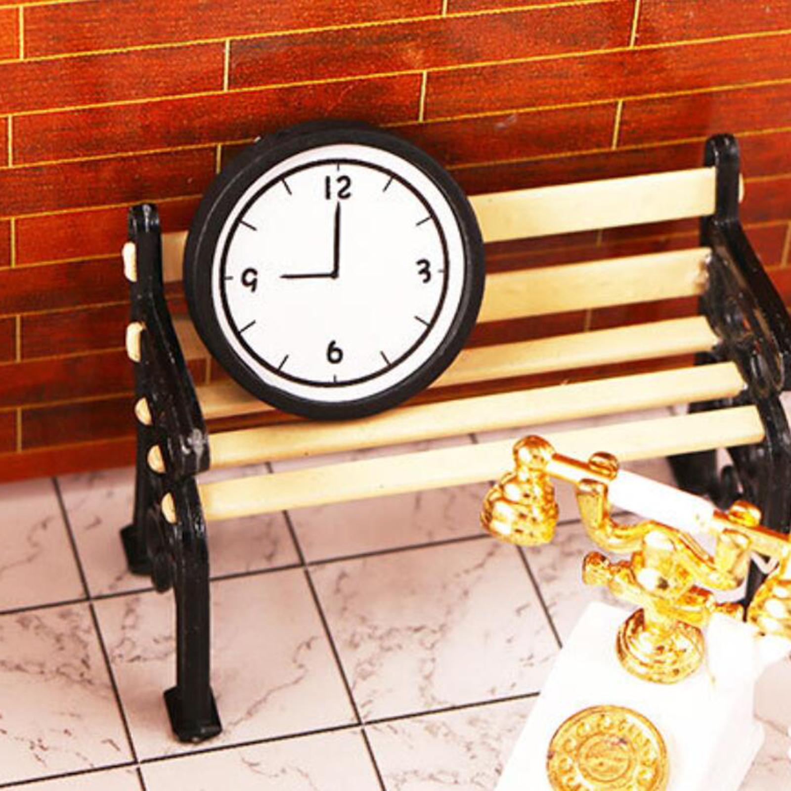 2PCS Round Wood Wall Clock Miniature for 1:12 Dollhouse Furniture Model Toy