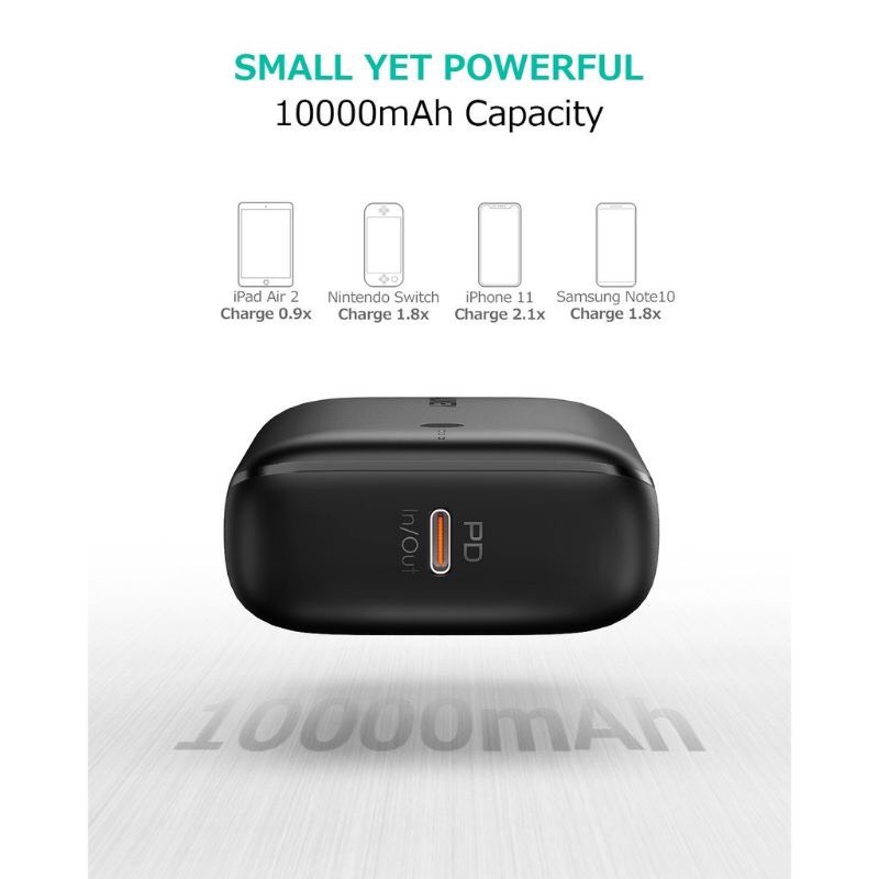 Pin sạc dự phòng Aukey PB-N83S 20W PD 10.000mAh- Hàng chính hãng