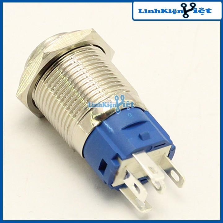 Nút Nhấn Đề Sắt Chống Nước Có Đèn Báo 12VDC-16mm Nhấn Nhả