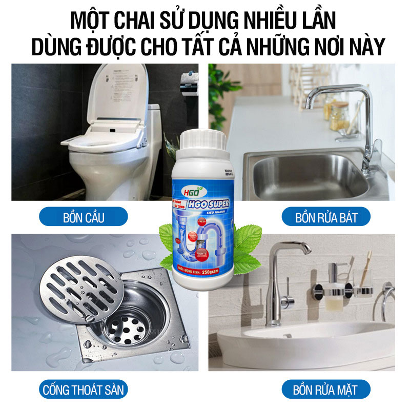 [COMBO 3] Bột thông cống cực mạnh HGO SUPER siêu nhanh, siêu mạnh, siêu an toàn 250gram