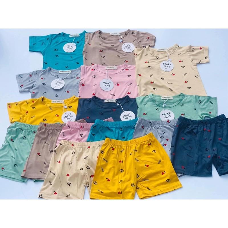 Bộ cộc tay Minky Mom in hình thun lạnh cho bé từ 5kg-19kg