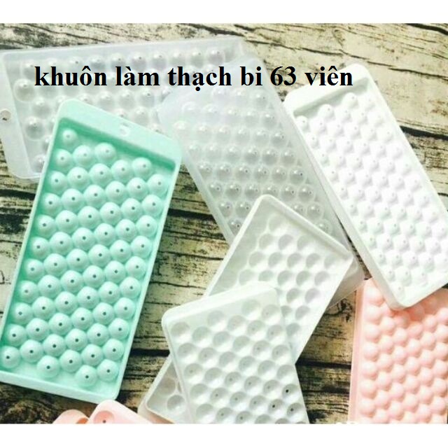 Khuôn Thạch Bi, Thạch Hoa Quả, Khay Đá Bi 63 Viên Tròn