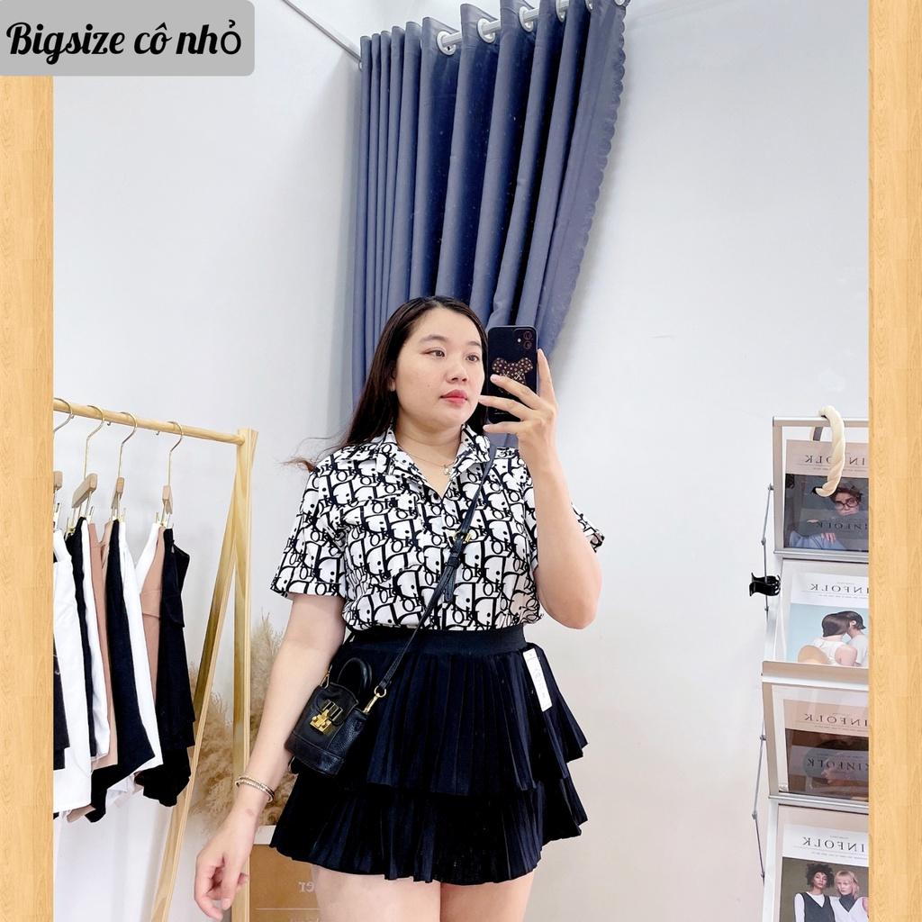Áo sơ mi bigsize nữ tay ngắn có họa tiết dio chất lụa SMHT DIO - Màu trắng