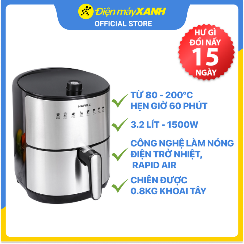 Lò Chiên Không Dầu Hafele AF-68A - 535.43.710 - 3.2L (Hàng chính hãng)