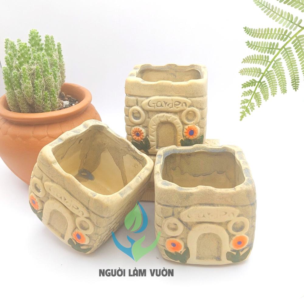 Chậu gốm sứ trồng cây kích thước 5-7cm nhỏ xinh - chậu trồng xương rồng sen đá nhiều kiểu dáng hoa văn
