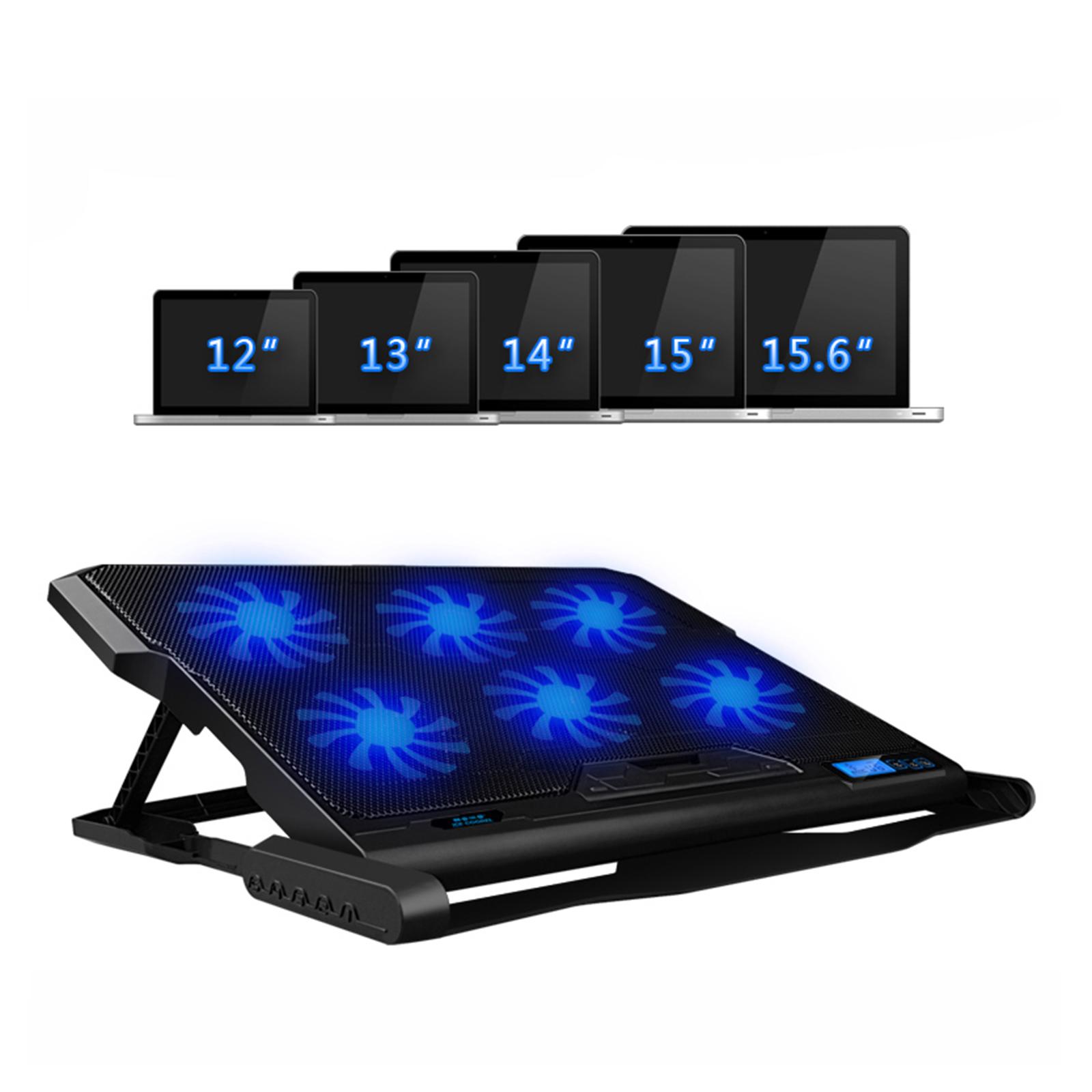 Laptop Cooling Pad, Laptop Cooler Pad 6 Quiet Led Fans Dual USB Powered Gaming Laptop Cooling Stand for Laptop Computer, Wind Speed Adjustable