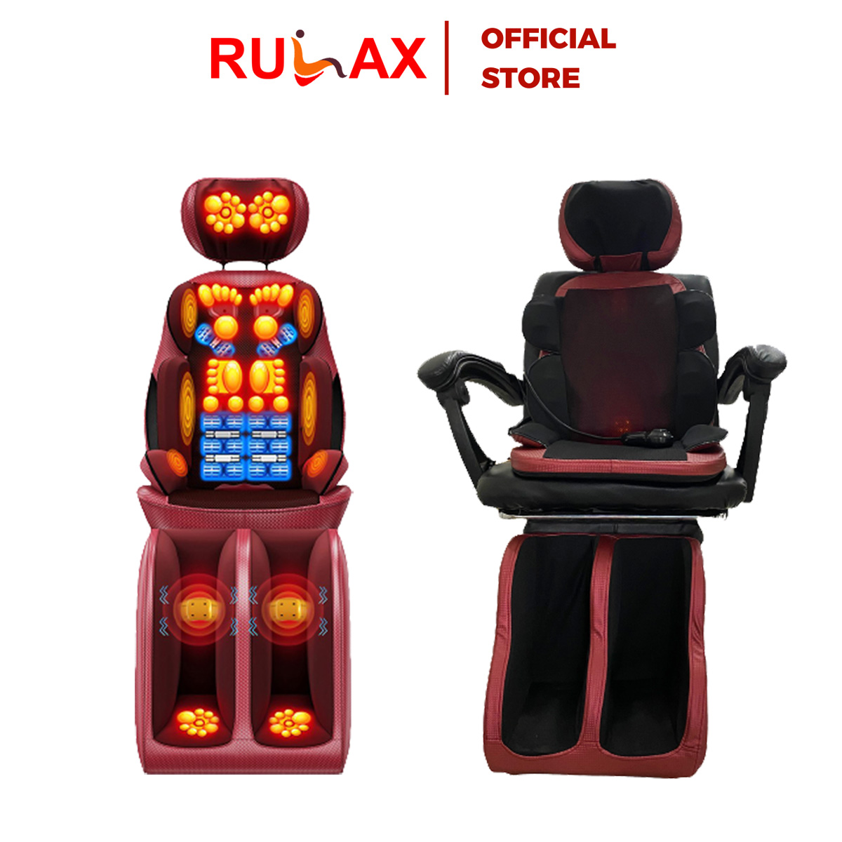 Ghế Massage Hồng Ngoại Toàn Thân Rulax Phiên Bản Màu Đỏ Cao Cấp.