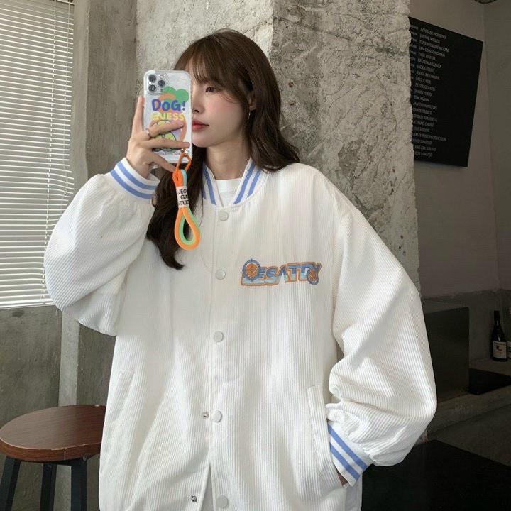 Áo Khoác Bomber Nhung In Logo 2 Lớp Freesize Chất Đẹp Unisex Nam Nữ