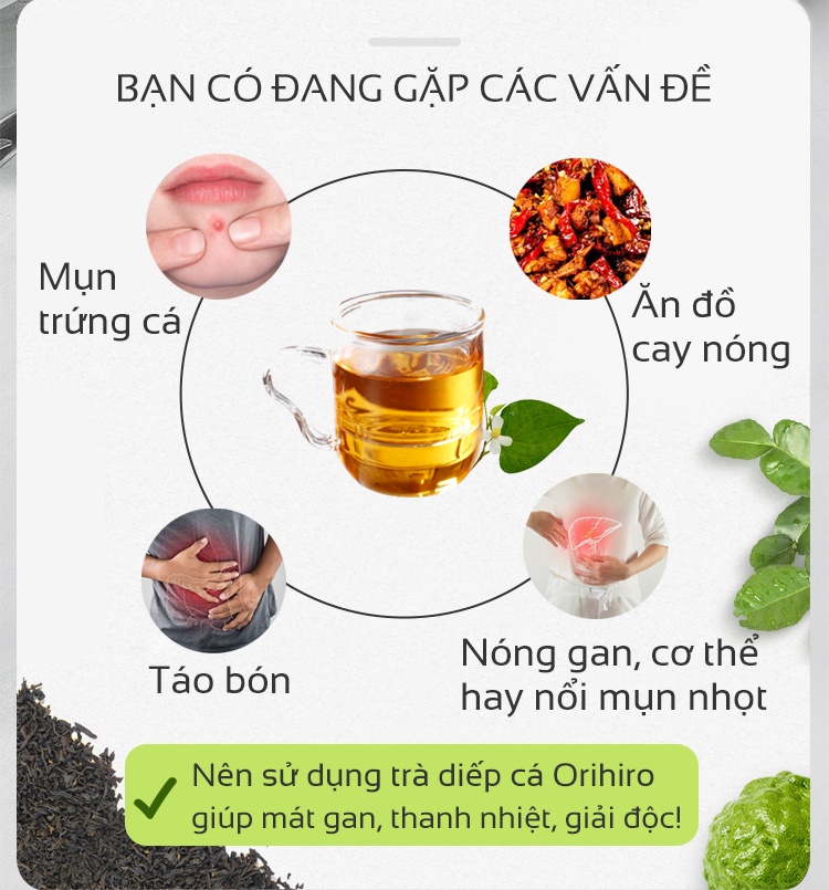 Trà diếp cá thanh nhiệt thải độc Orihiro Nhật Bản giảm táo bón, mụn nhọt, làm đẹp da gói 60 túi lọc JN-OR-DC01