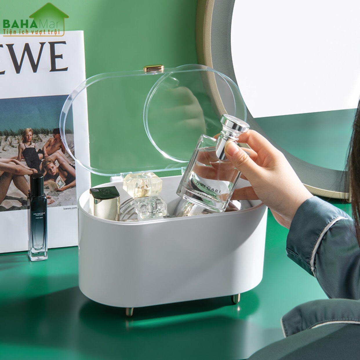 HỘP ĐỰNG NƯỚC HOA ĐỂ BÀN TRANG ĐIỂM "BAHAMAR" trang nhã và gọn gàng, tránh bụi bẩn