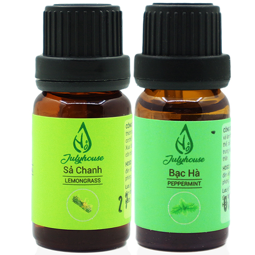 Combo 2 Chai Tinh Dầu Sả Chanh 10ml Và Tinh Dầu Bạc Hà Nguyên Chất 10ml Julyhouse Khử Mùi Và Thư Giãn Tinh Thần