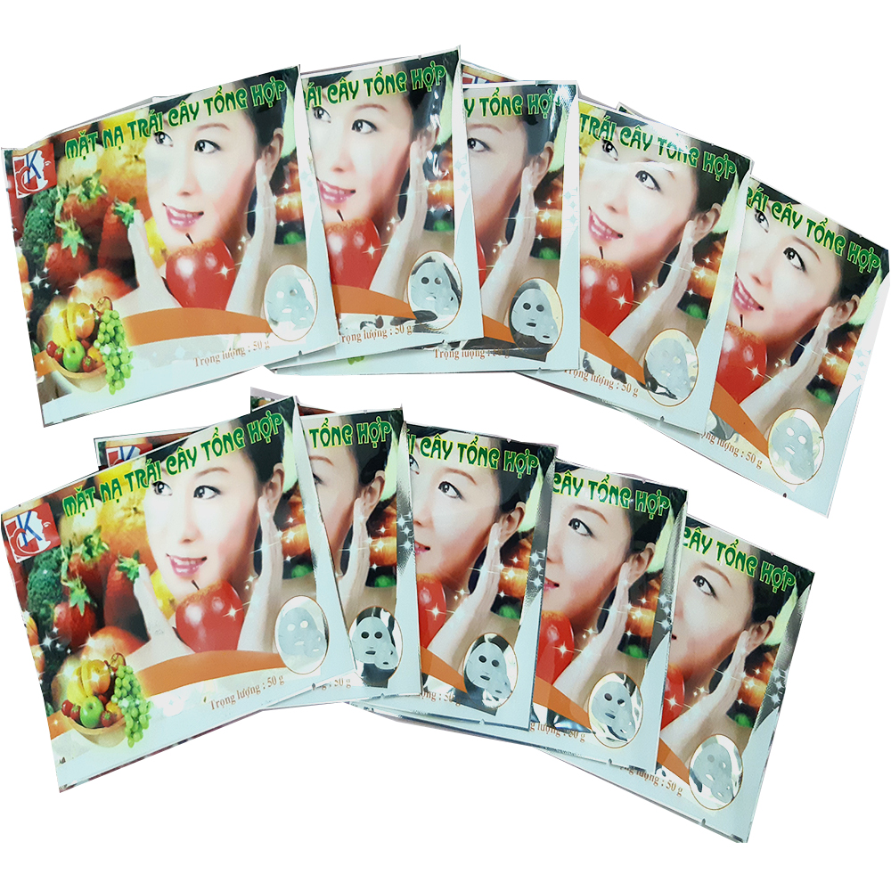Combo 10 miếng mặt nạ dưỡng da LK chiết xuất Trái cây tổng hợp 50g