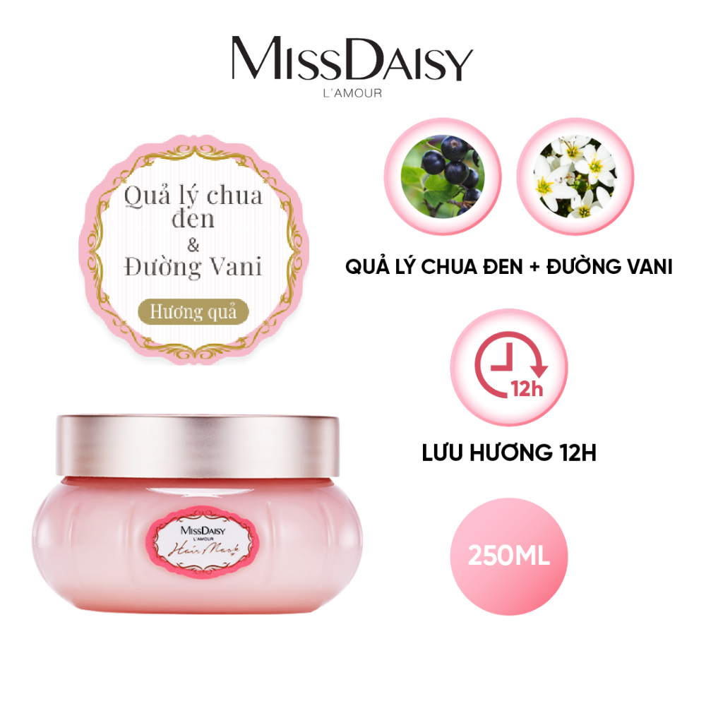 Mặt Nạ Tóc Nước Hoa MISSDAISY Chiết Xuất Quả Lý Chua Đen &amp; Đường Vani - Size 250ml