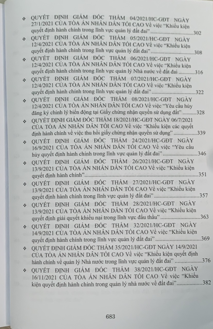 Quyết định giám đốc thẩm của Tòa án nhân dân tối cao về hình sự, dân sự, hành chính, kinh doanh thương mại, lao động, hôn nhân gia đình mới nhất