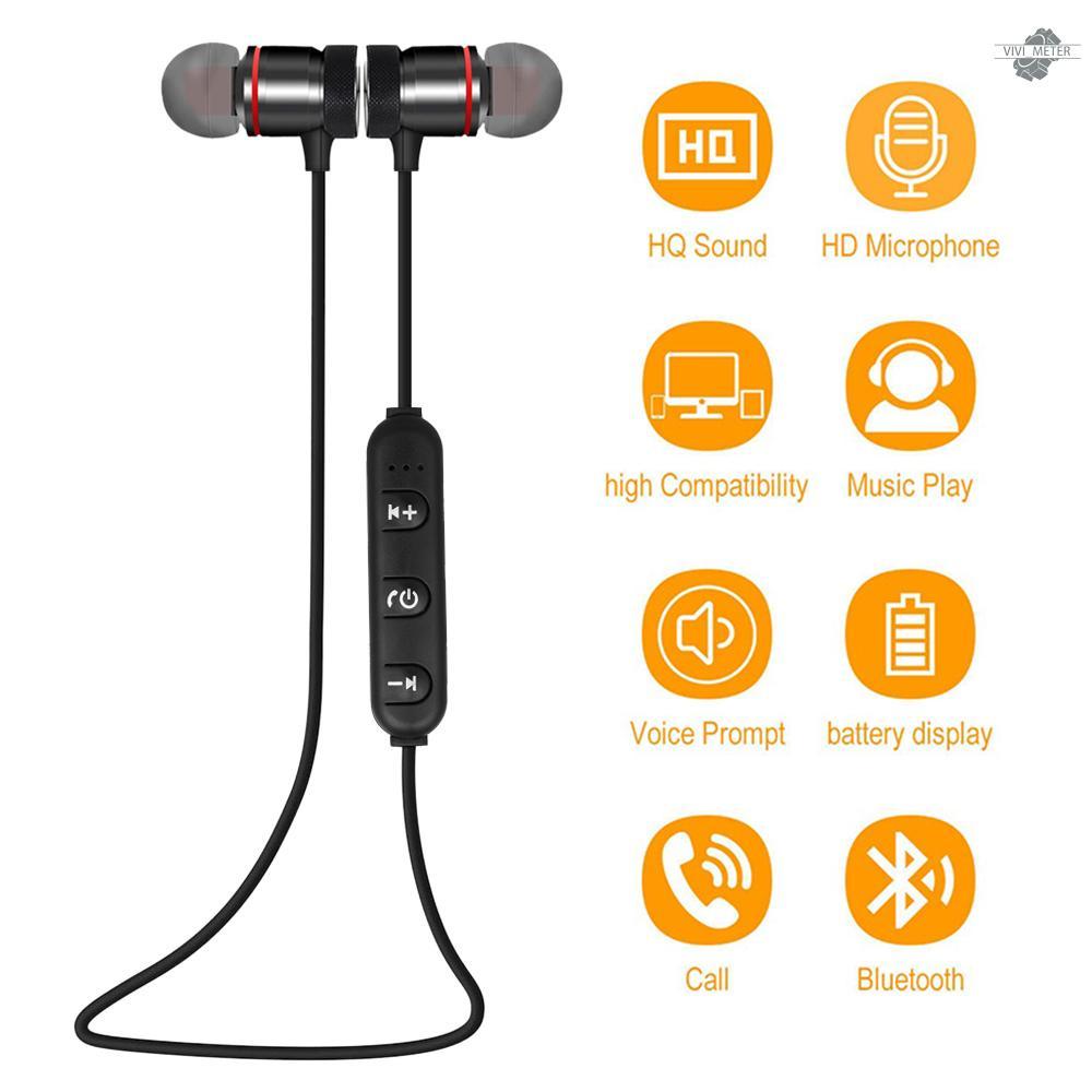 Bluetooth 4.1 Headphones Outdoor Sport Headsets Music Earphone Magnetic Suction Built-in Microphone Line Control