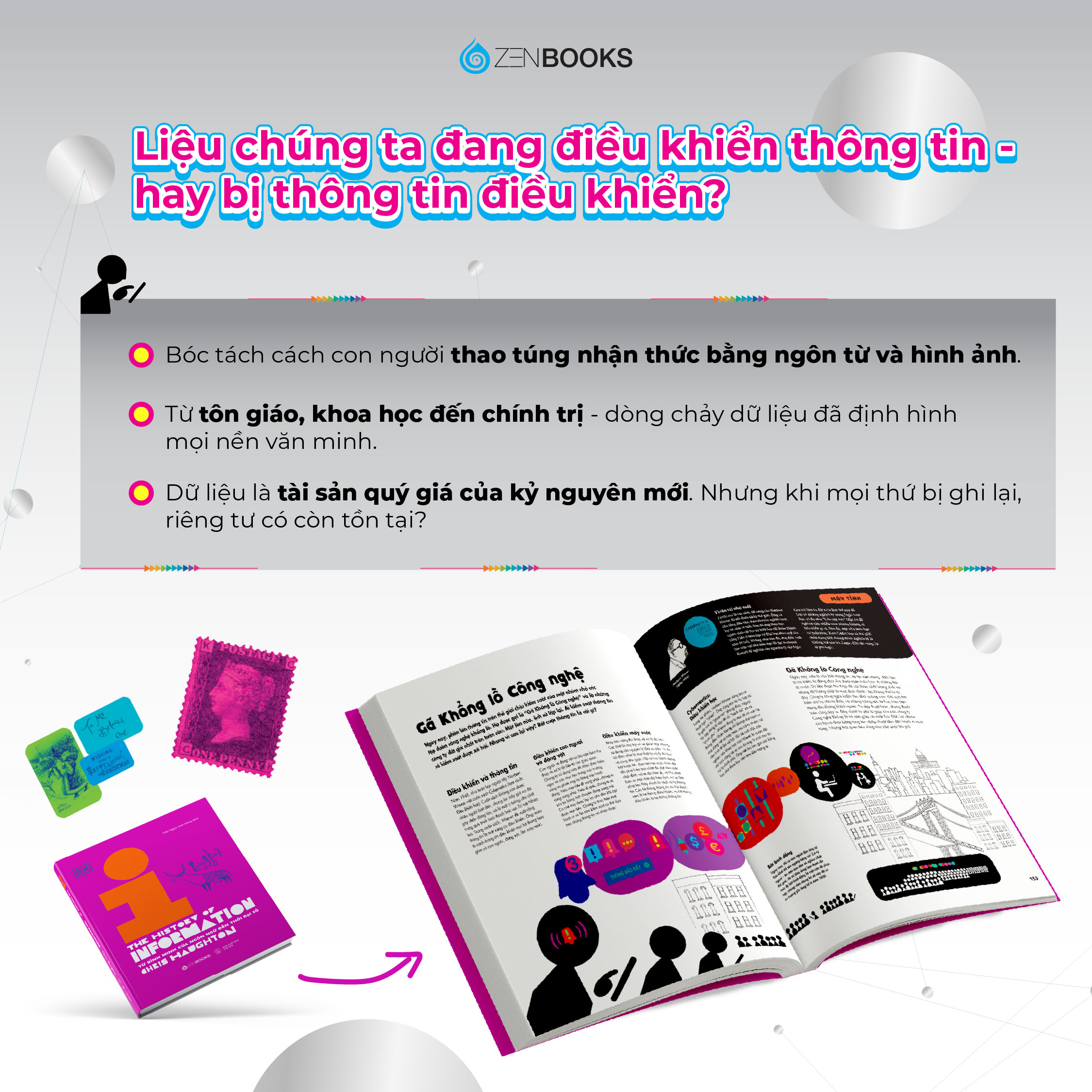 (Bìa cứng) LỊCH SỬ THÔNG TIN – THE HISTORY OF INFORMATION: TỪ BÌNH MINH CỦA NGÔN NGỮ ĐẾN THỜI ĐẠI SỐ - Chris Haughton, Loonie Park – Trần Ngọc Anh Dũng dịch - Zenbooks