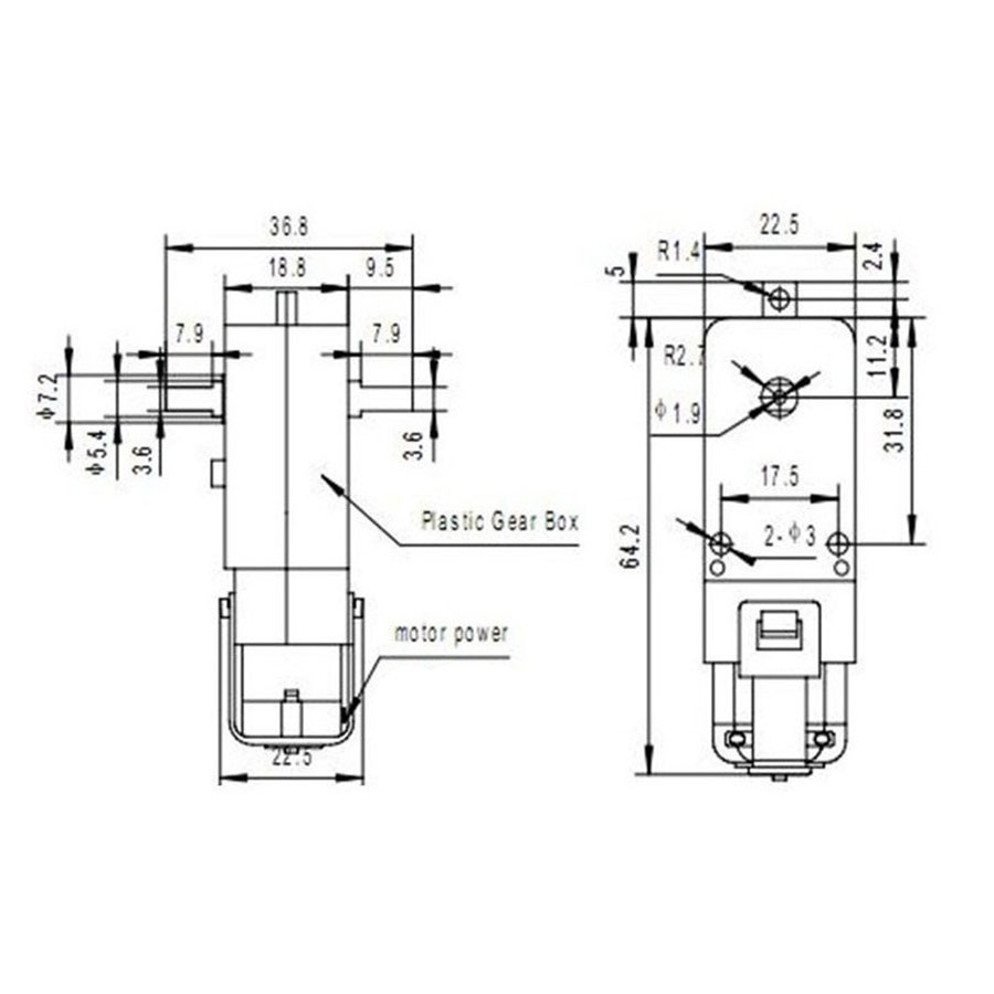 Bộ 2 Động Cơ Giảm Tốc Chống Nhiễu DC 3V-6V Dẫn Động Trực Tiếp