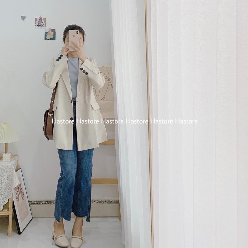 Blazer màu be 2 cúc áo ( ảnh tự chụp )