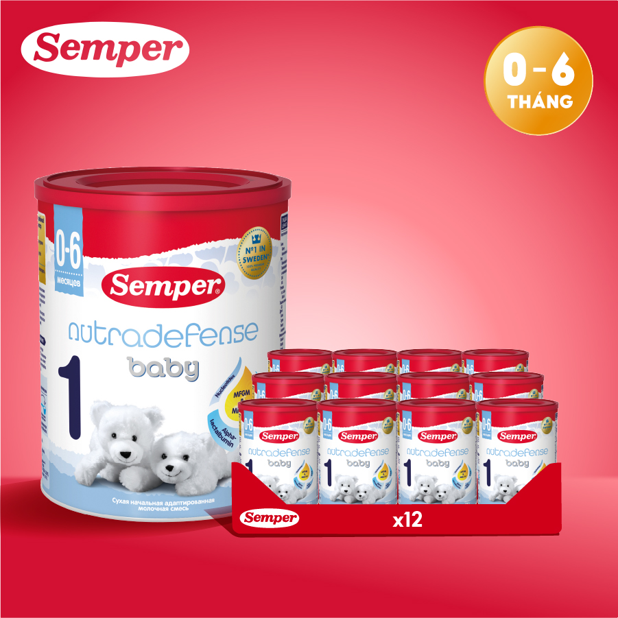 Thùng 12 hộp Sữa bột công thức Semper Nutradefense Baby 1 400g/hộp