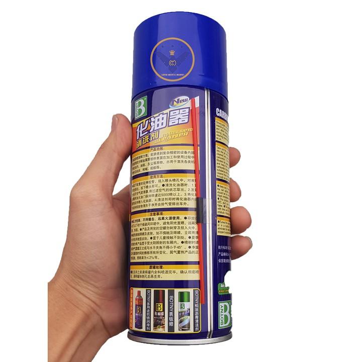 Bình xịt vệ sinh pét xăng, chế hòa khí {bình xăng con} Botny Carburetor Cleaner 450g