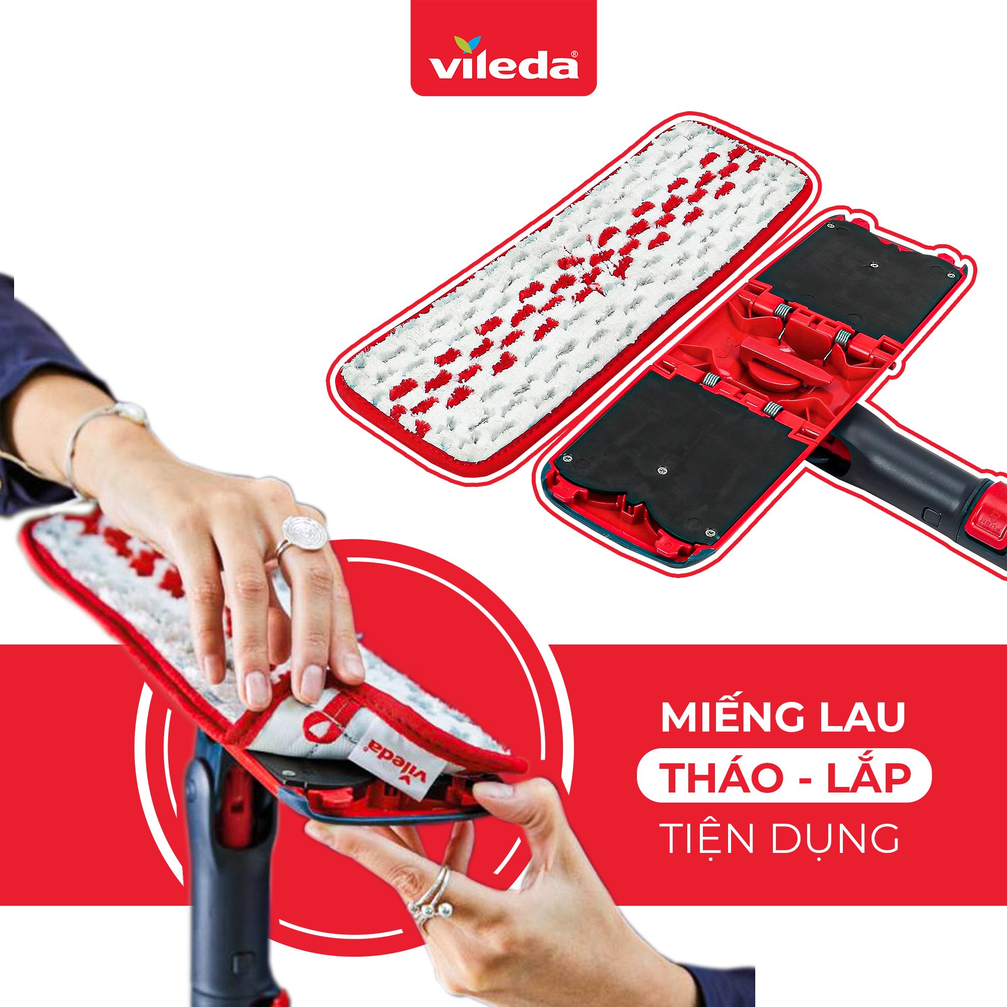 Cây lau nhà VILEDA UltraMax Easy Twist đầu lau hình chữ nhật, vắt nước tiện lợi