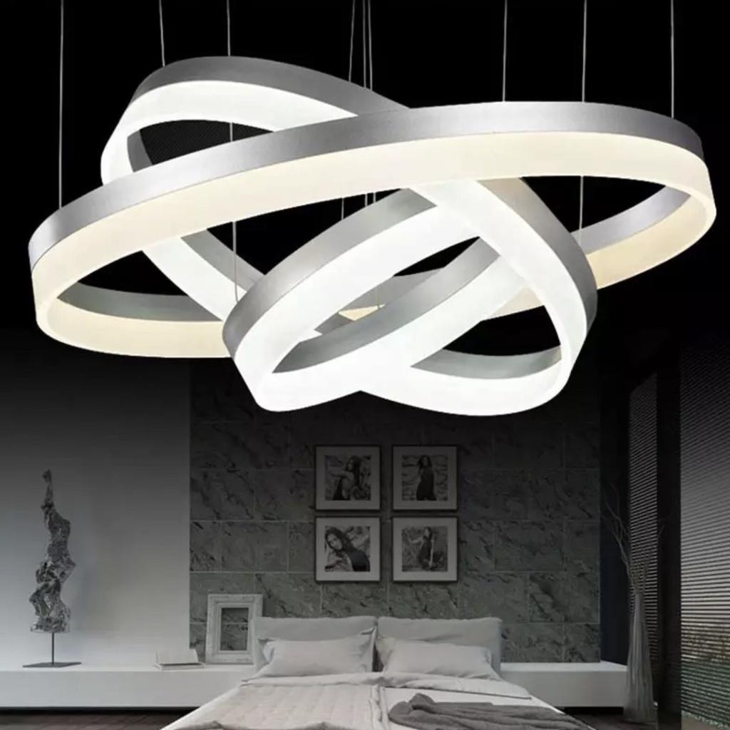 Đèn chùm 3 vòng kết hợp viền trắng trang trí phòng khách, bàn làm việc TH-800B-18/Viền Trắng