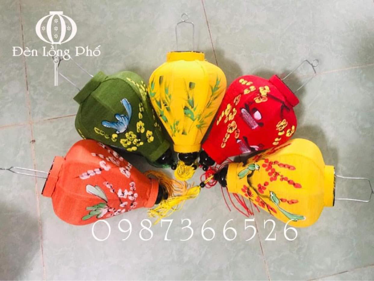 Combo 10 đèn lồng Hội An size 20 cm vẽ họa tiết xinh xắn