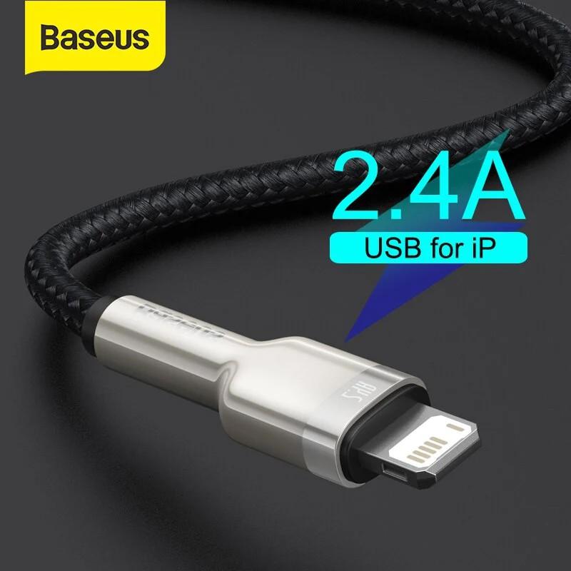 Cáp sạc nhanh, siêu bền Baseus Cafule Metal Series USB sang Lightning 2.4A LV904 - hàng chính hãng.