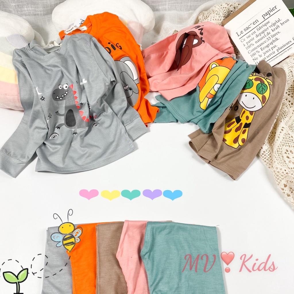 Bộ Dài Tay Cho Bé Trai, Bé Gái Minky Mom Vải Thun Lạnh Hoạ Tiết Sư Tử Bịt Mắt MKDTL05