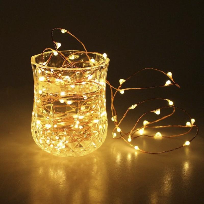 Đèn dây kẽm dùng pin 10m 100 led vàng
