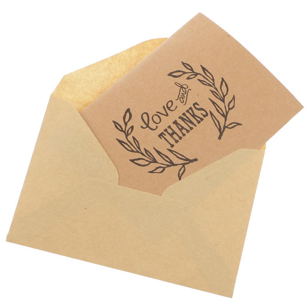 50pcs Kraft  and Thanks Cards with Envelopes for Wedding Party