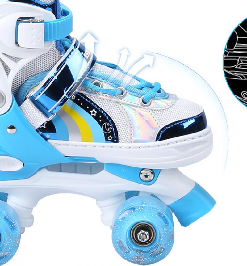 Giày trượt tuyết cho trẻ em giày trượt băng trẻ em trượt trượt điều chỉnh giày trượt băng quad 4 bánh xe 2 bánh xe ngoài trời Color: pink Shoe Size: M