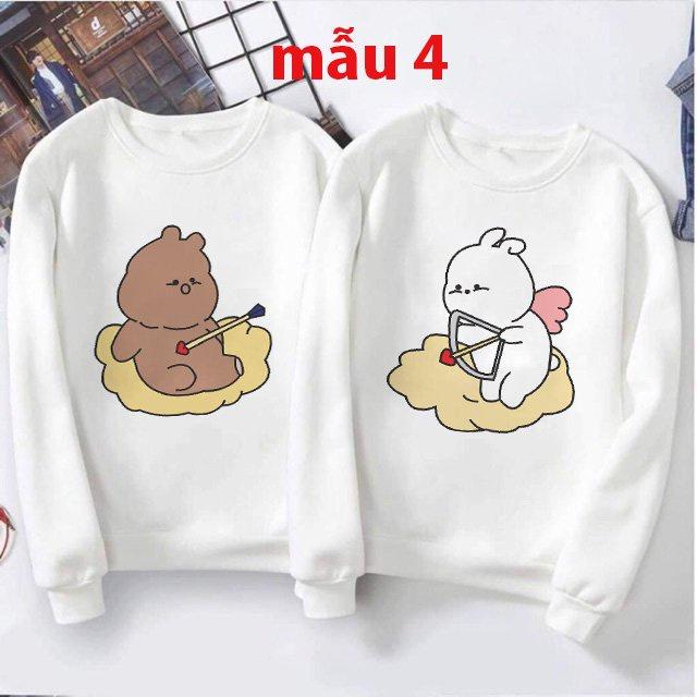 Áo đôi các mẫu gấu cute chất nỉ da cá , dày, ấm áp cho mùa thu đông
