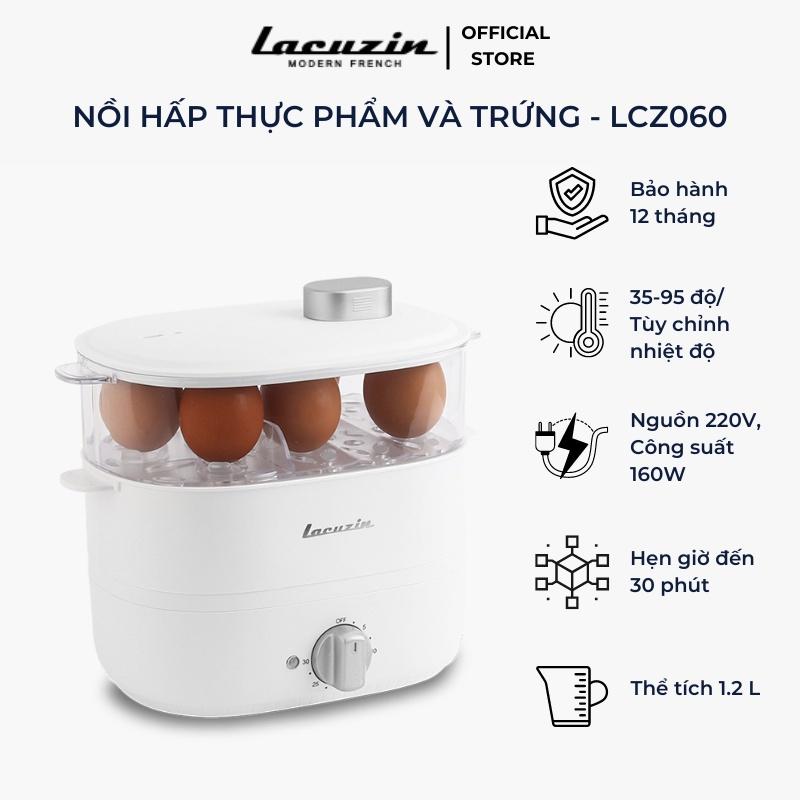 Nồi Hấp Thực Phẩm, Hấp Trứng Đa Năng Lacuzin- LCZ060, Chất Liệu Thép Không Gỉ, Nội Địa Hàn, BH 12 Tháng