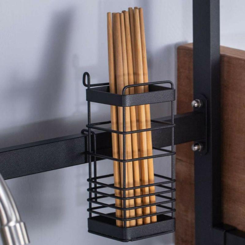 Kệ Để Chén Đĩa Thông Minh Trên Bồn Rửa Bát Sơn Đen Tĩnh Điện Cao Cấp