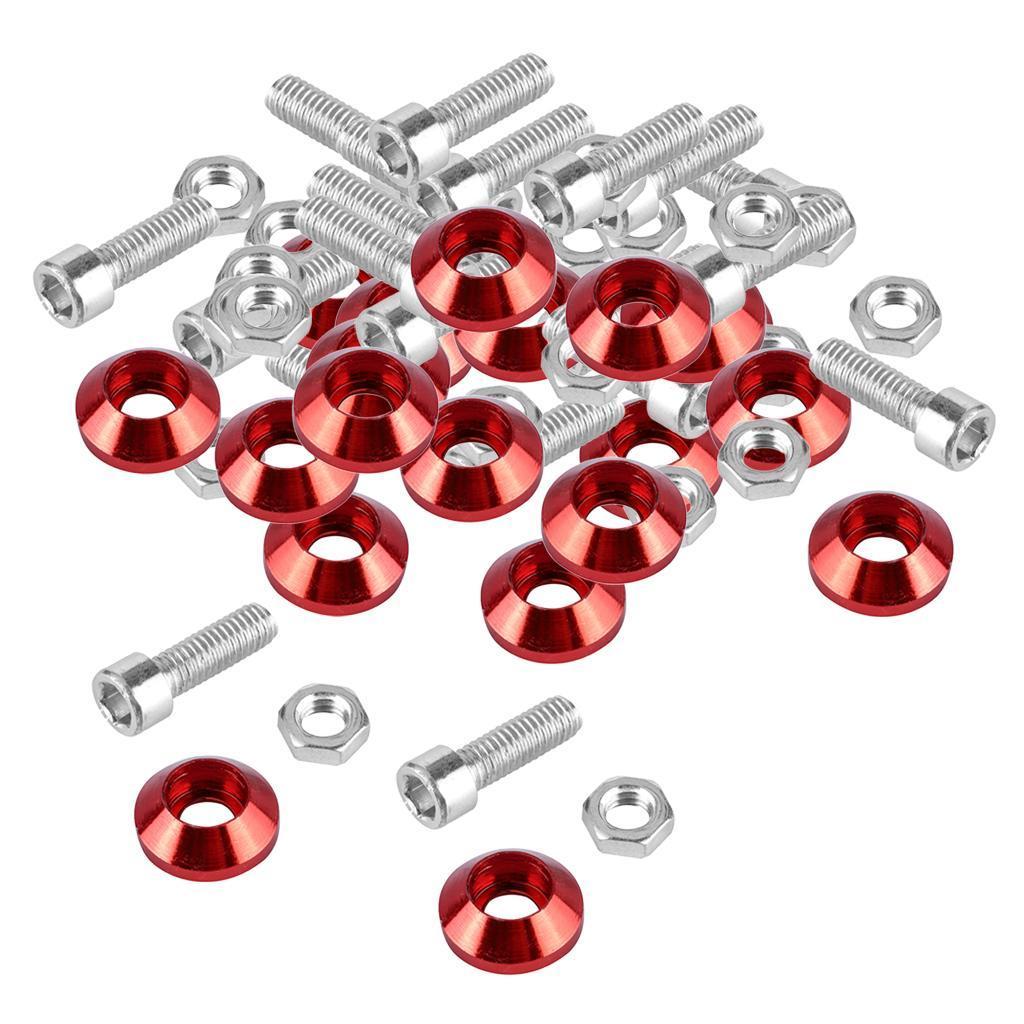 Red Aluminum Bumper Washer Engine Bay Screw Dress Up