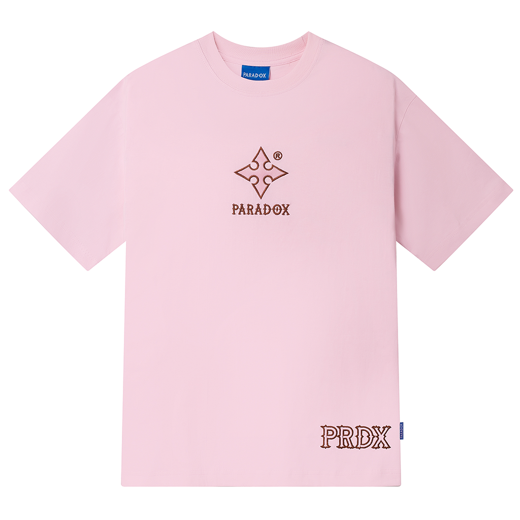 Áo thun form rộng Paradox tay lỡ - Unisex - In hình - ESSENTIAL EMBROIDERY - Màu hồng nhạt
