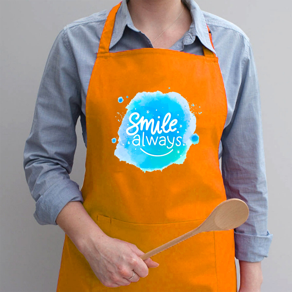 Tạp Dề Làm Bếp In Hình Smile always - ABZTU006 – Màu Cam