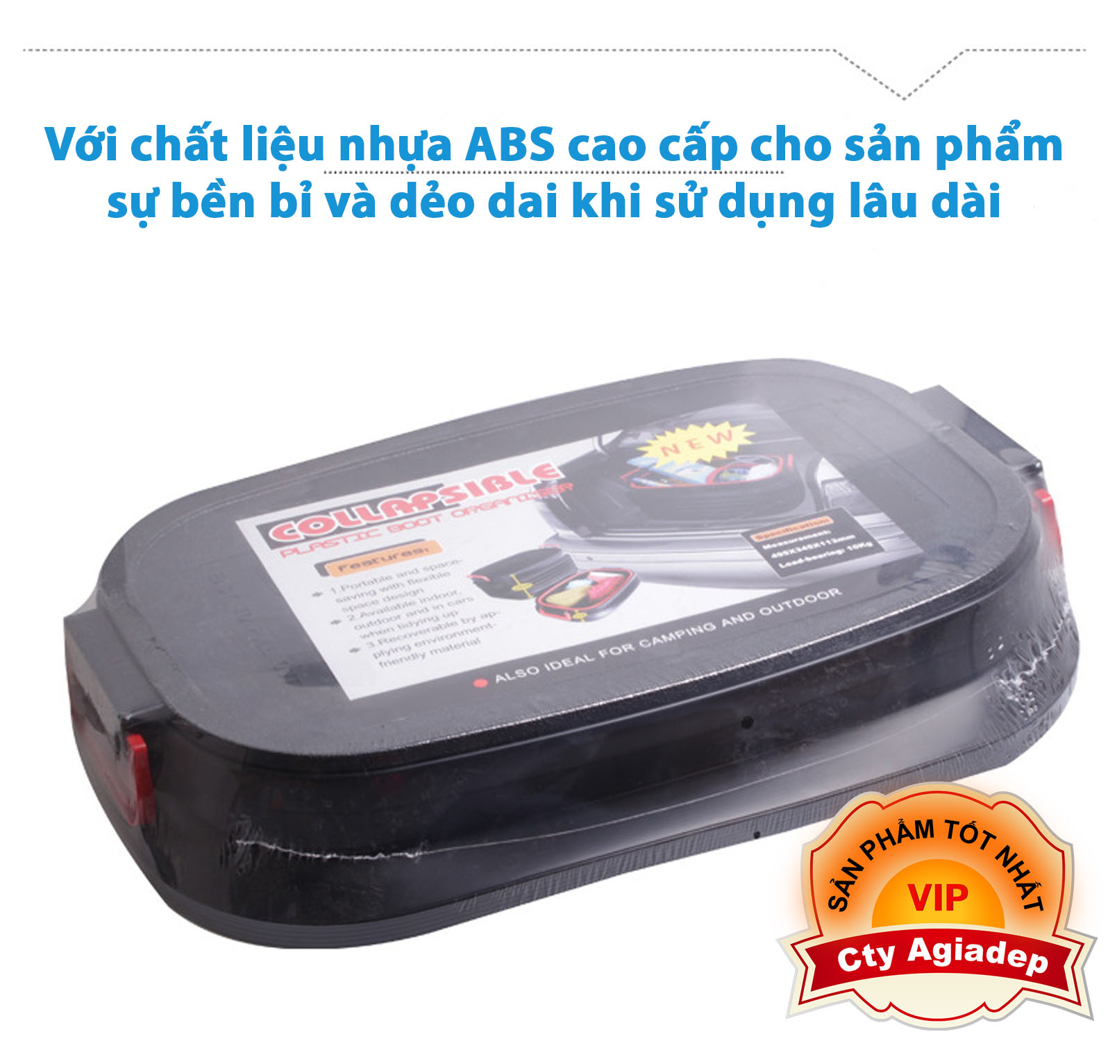 Thùng đựng đồ xịn trên oto, xe hơi CarTech - Giá gấp gọn để đồ trong ô tô car - 37L 50x35x32cm